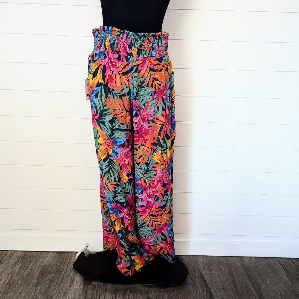 NWT Shade & Shore floral beach palazzo pants slit on sides of legs